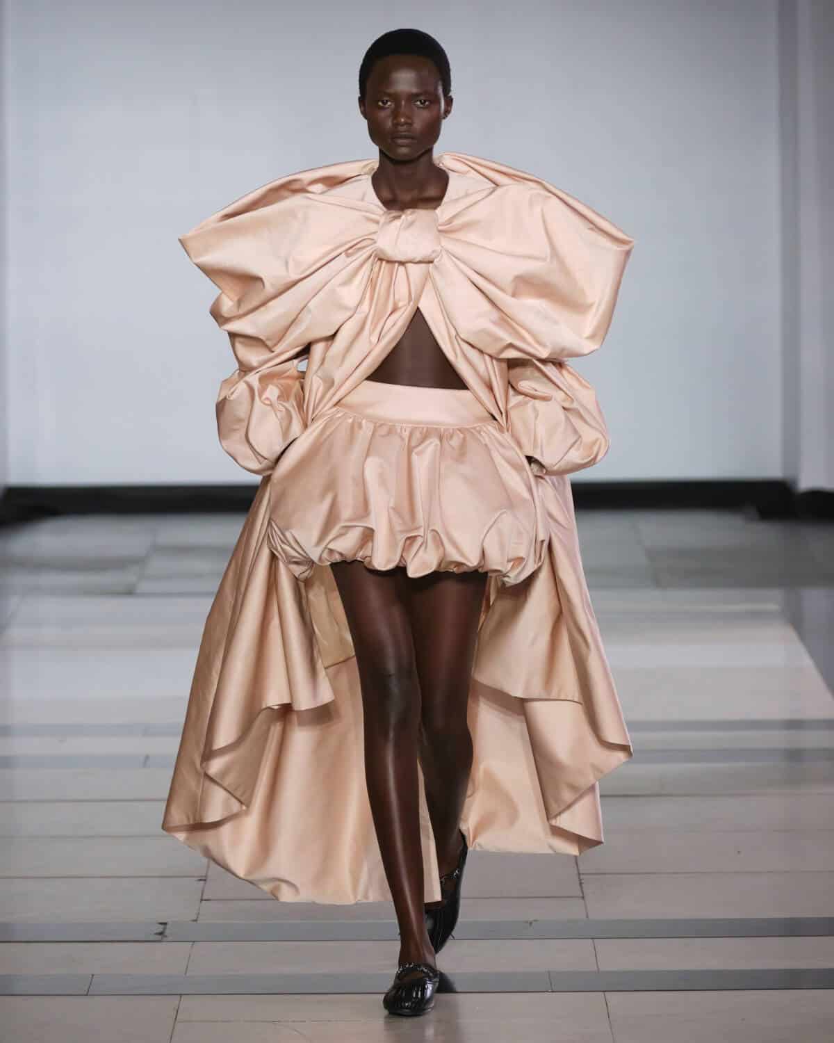 【Simone Rocha】ナイロン アップリケ クロップド ジャケットPINK Pink Sheer Puff Sleeve Multi Ruffle Frill Shirt by Simone